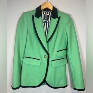 Vintage Juicy Couture Green Blazer with Black Trim Wool Blend